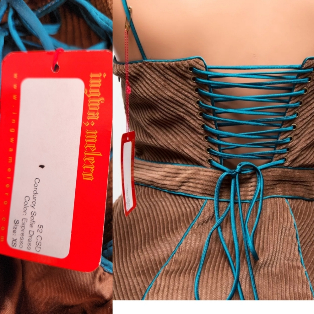 Nwt Ingwa Melero cocoa bustier 70s corded mini dress 0/2 - Picture 3 of 5